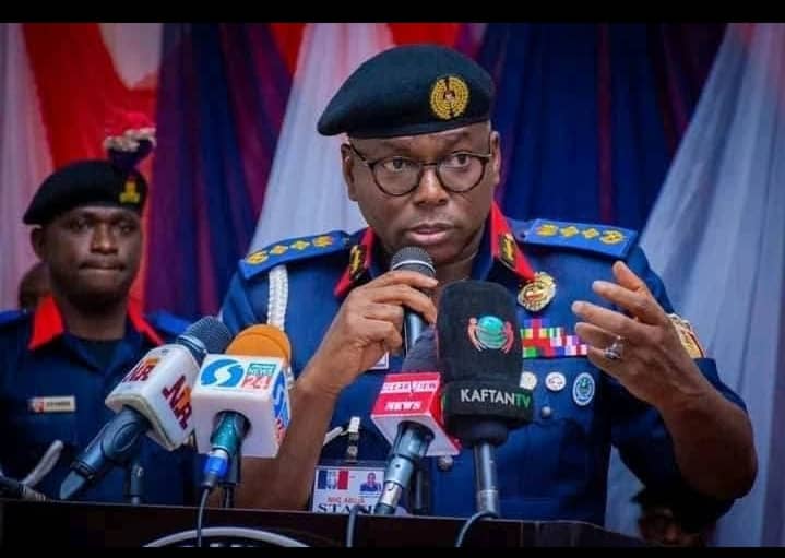 NSCDC BOSS Ahmed Abubakar briefing newsmen